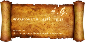 Antunovits Györgyi névjegykártya