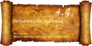 Antunovits Györgyi névjegykártya